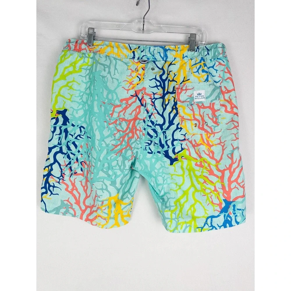 VTG Peter Millar Swim Trunks Mens XL All Over Print Mesh Vacations Coastal Aloha